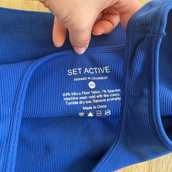 SET Active Blue Ribbed Top - Picture 3 of 3